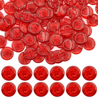 14mm Red Transparent Flower Resin Buttons