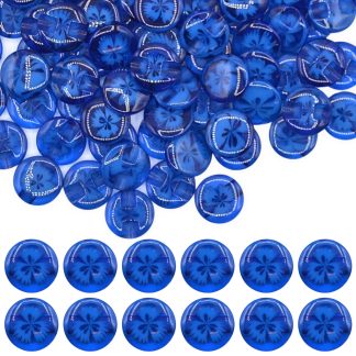 14mm Royal Blue Transparent Flower Resin Buttons
