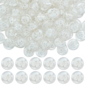 14mm White Transparent Flower Resin Buttons