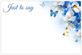 Just to Say (Blue & White Butterflies) - 60mm x 90mm Florist Cards