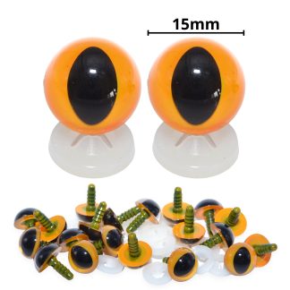 15mm Light Orange Cats Eyes with Plastic Backs