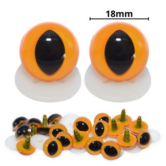 18mm Light Orange Cats Eyes with Plastic Backs