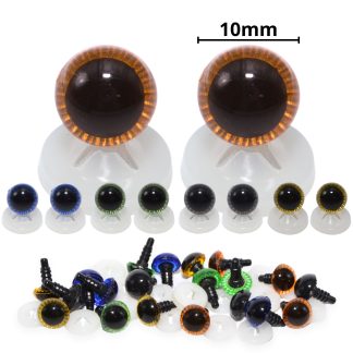 10mm Mixed Owl Eyes with Plastic Backs