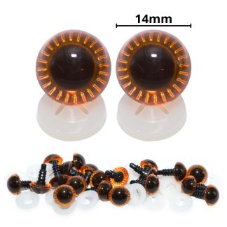 14mm Orange Owl Eyes with Plastic Backs