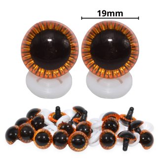 19mm Orange Owl Eyes with Plastic Backs