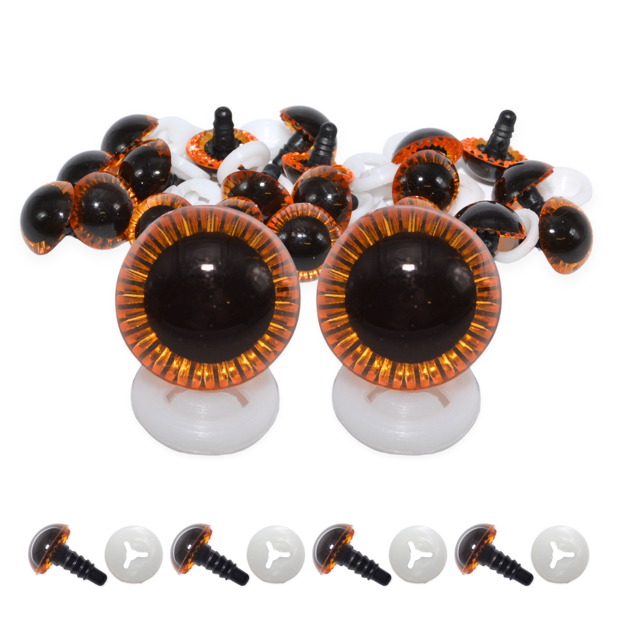 12mm Orange Owl Eyes with Plastic Backs - Image 2