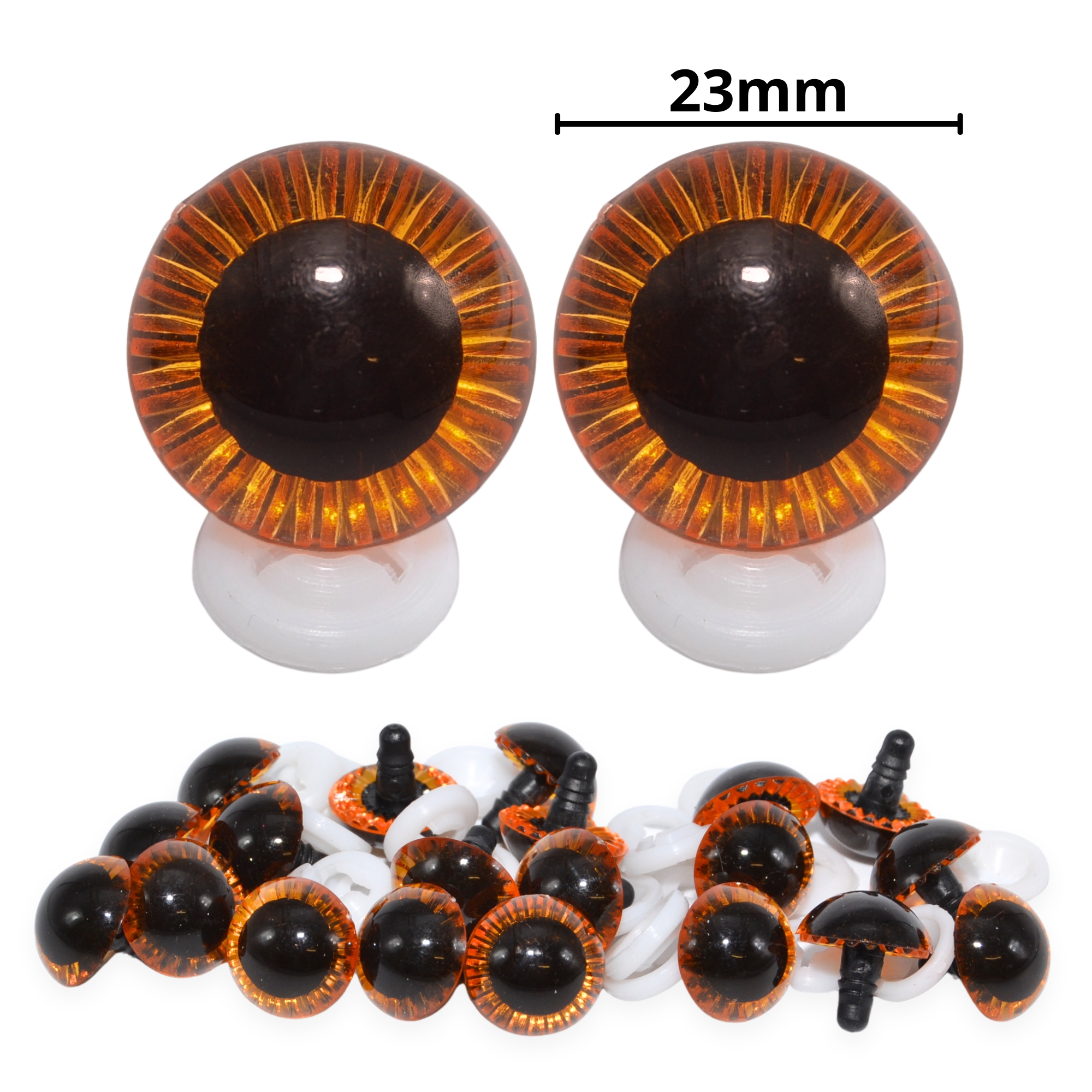 23mm Orange Owl Eyes with Plastic Backs