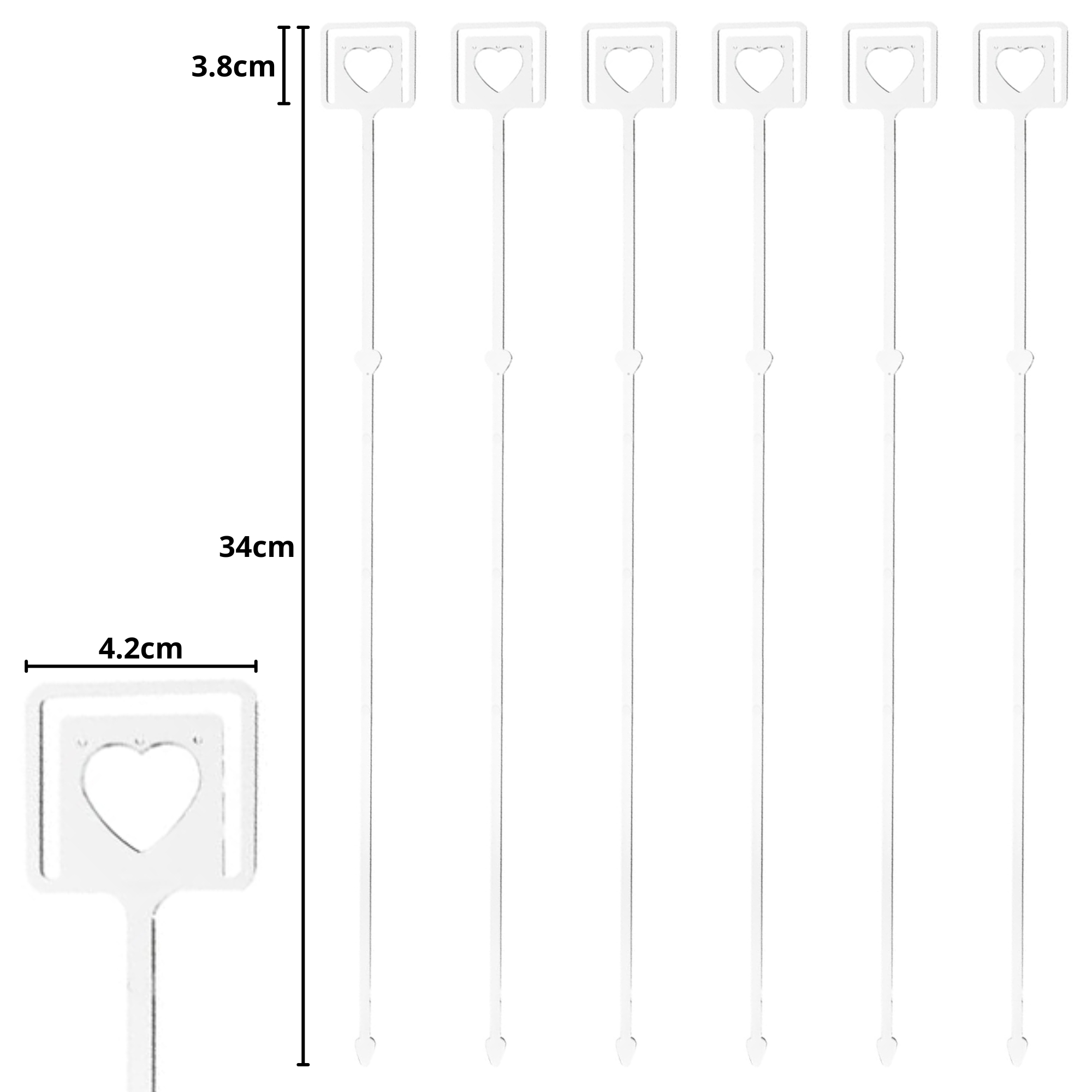 Square Hearts Clear Long Card Holders - Florist Cardettes - Image 2