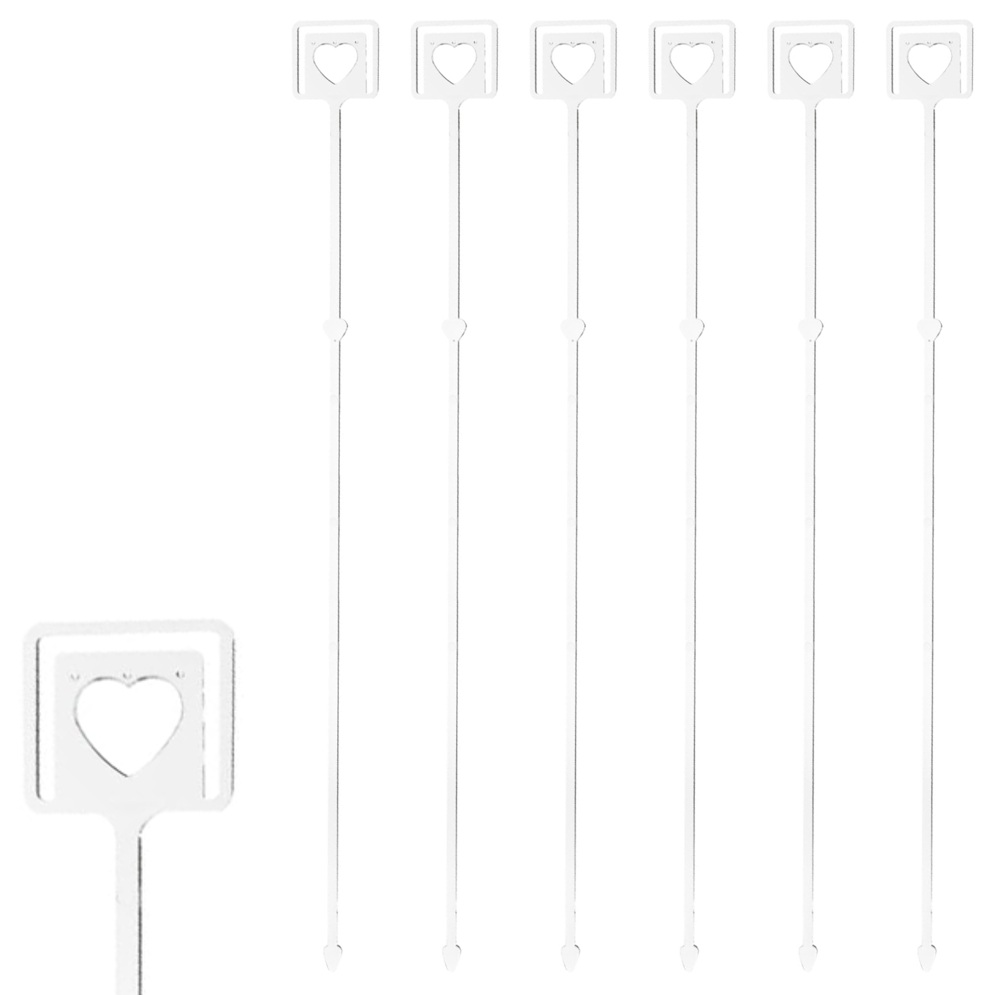 Square Hearts Clear Long Card Holders - Florist Cardettes