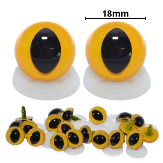 18mm Yellow Cats Eyes with Plastic Backs