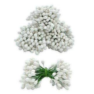 Artificial Flower Stamens 6cm (Bright White w/Green) - Florist Accessories