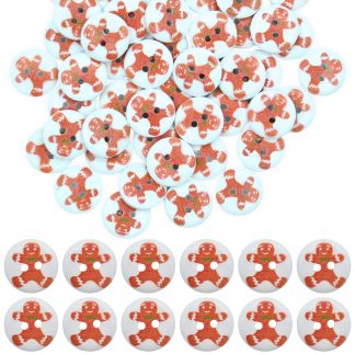 15mm Christmas 35 Gingerbread Man - Printed Wooden Round Buttons