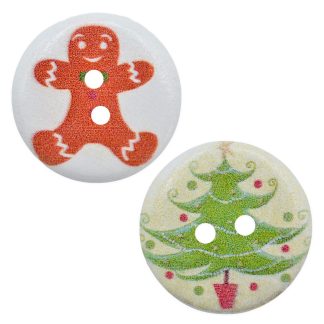 25mm Christmas Wooden Buttons