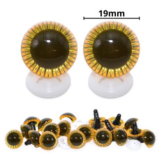 19mm Yellow Owl Eyes with Plastic Backs