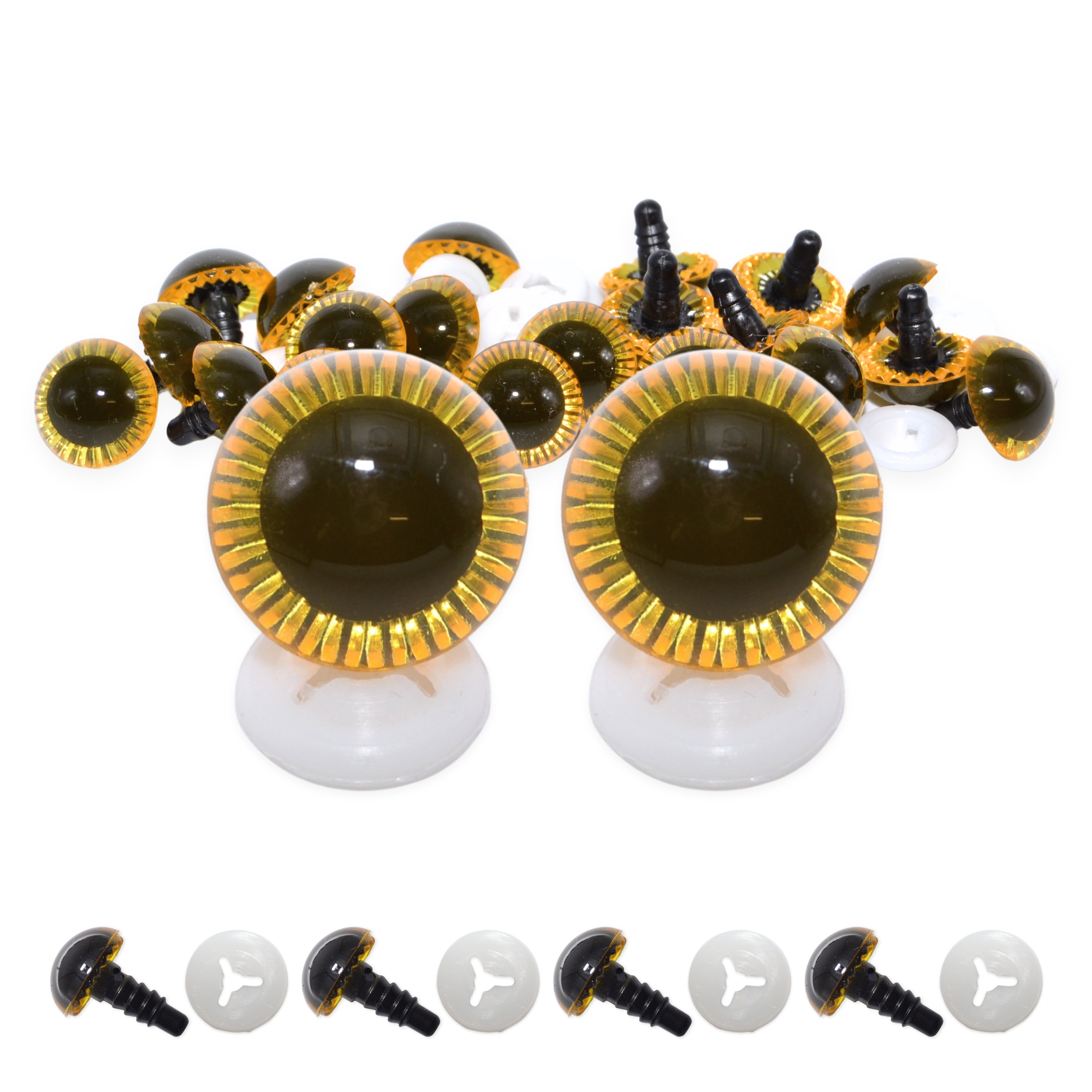 14mm Yellow Owl Eyes with Plastic Backs - Image 2
