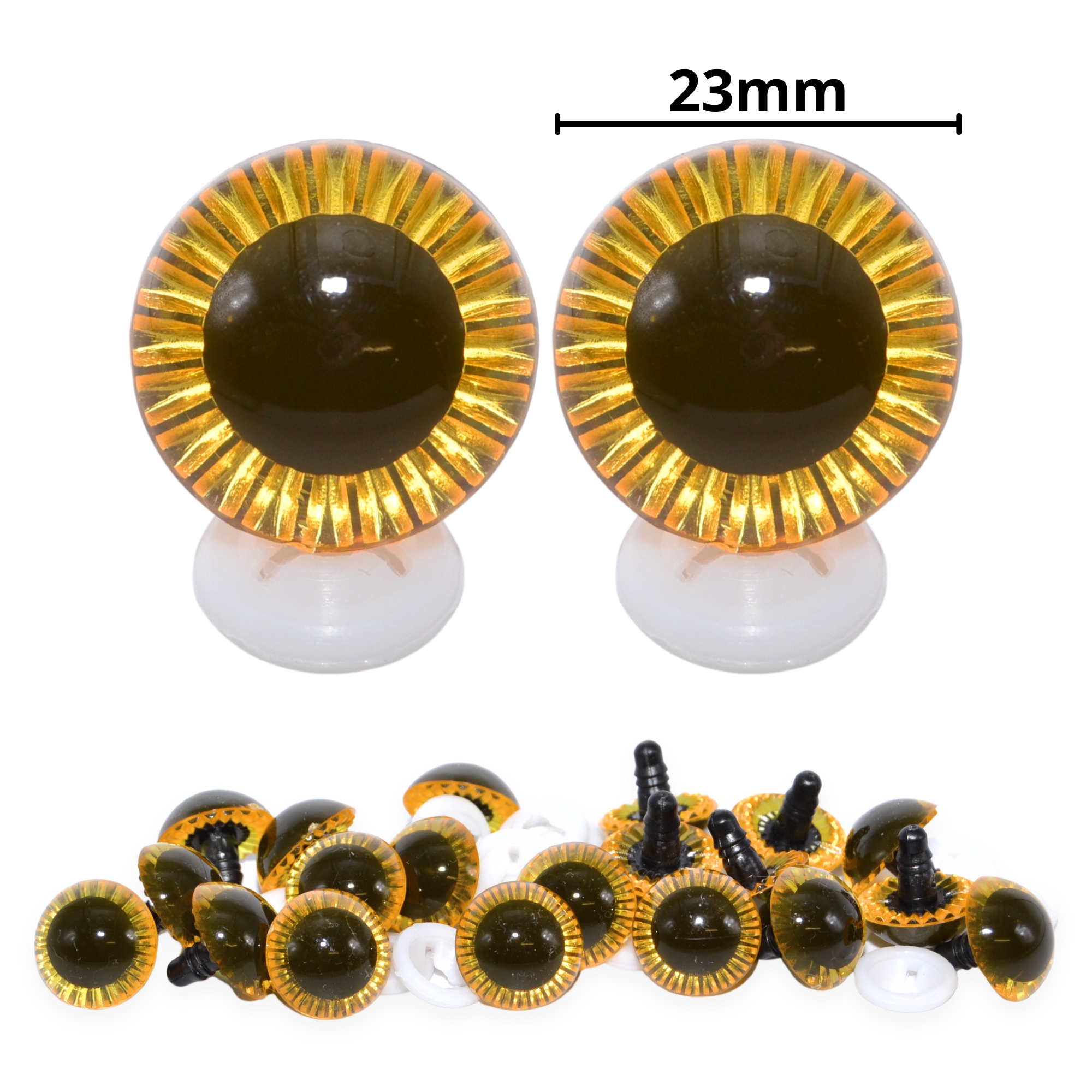 23mm Yellow Owl Eyes with Plastic Backs