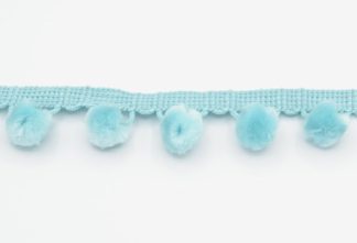 Soft Pom Pom Fringe Trim - Pale Blue 15mm