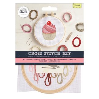 Cup Cake 4.3”/11cm Cross Stitch Kit - Simply Make by DoCrafts - DSM106177