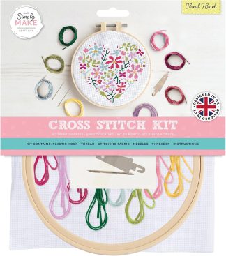 Floral Heart 7”/18cm Cross Stitch Kit - Simply Make by DoCrafts - DSM106232