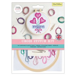 Heart Balloons 4.3”/11cm Cross Stitch Kit - Simply Make by DoCrafts - DSM106197
