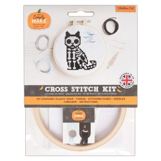 Skeleton Cat 4.3”/11cm Cross Stitch Kit - Simply Make by DoCrafts - DSM106286