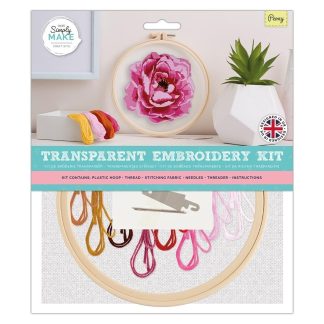 Peony 7"/18cm Transparent Embroidery Kit - Simply Make by DoCrafts - DSM106403