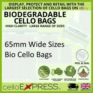 65mm Wide Sizes Biodegradable Cello Bags