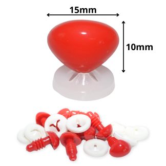 15mm x 10mm Bright Red Triangle Noses with Plastic Backs