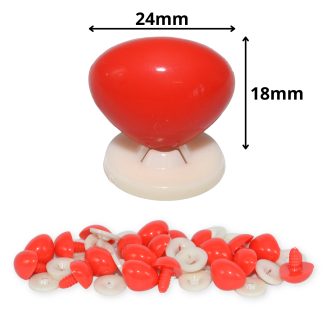24mm x 18mm Bright Red Triangle Noses with Plastic Backs