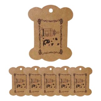 Birdcage Kraft Ribbon Card Bobbins - 103mm x 80mm