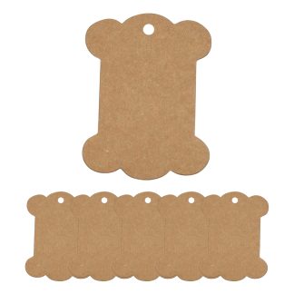 Blank Kraft Ribbon Card Bobbins - 103mm x 80mm