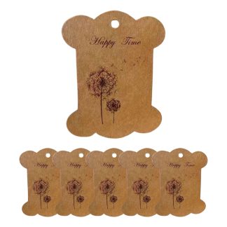 Happy Time Kraft Ribbon Card Bobbins - 103mm x 80mm
