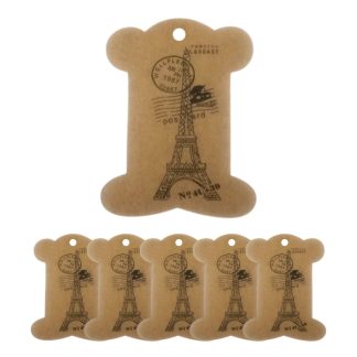 Paris Postcard Kraft Ribbon Card Bobbins - 103mm x 80mm
