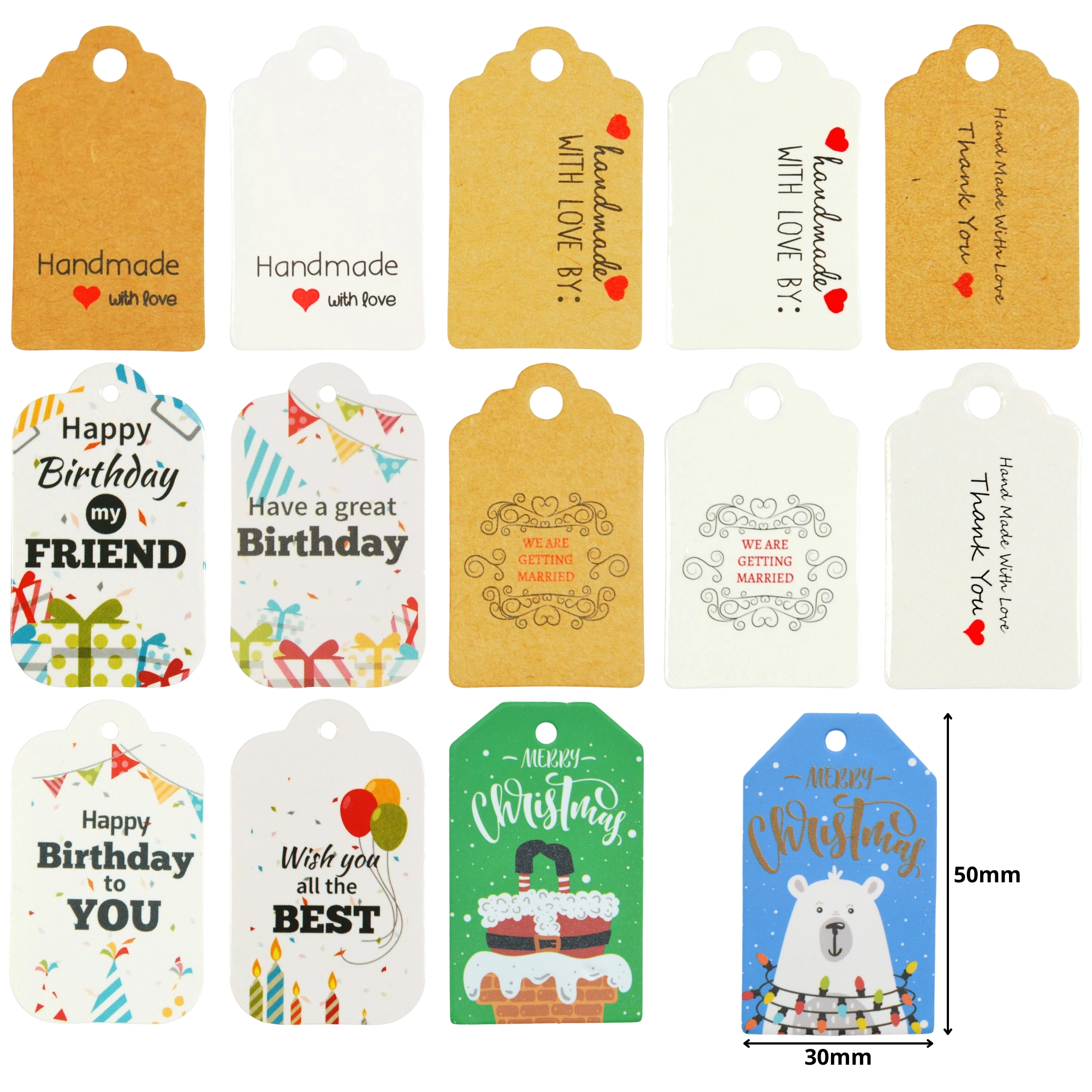 Handmade With Love Brown Gift Tags - Pack of 100 - Image 2