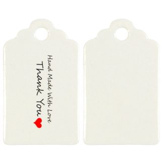 Handmade With Love Thank You White Gift Tags - Pack of 100