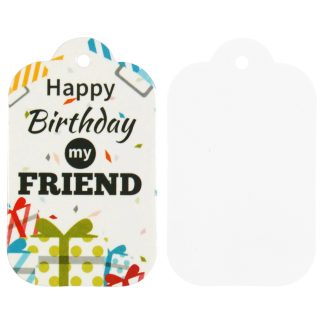 Happy Birthday My Friend White Gift Tags - Pack of 100