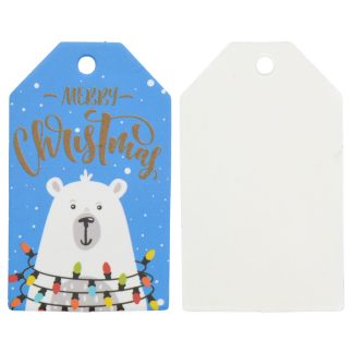 Merry Christmas Polar Bear White Gift Tags - Pack of 100