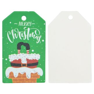 Merry Christmas Santa Chimney White Gift Tags - Pack of 100