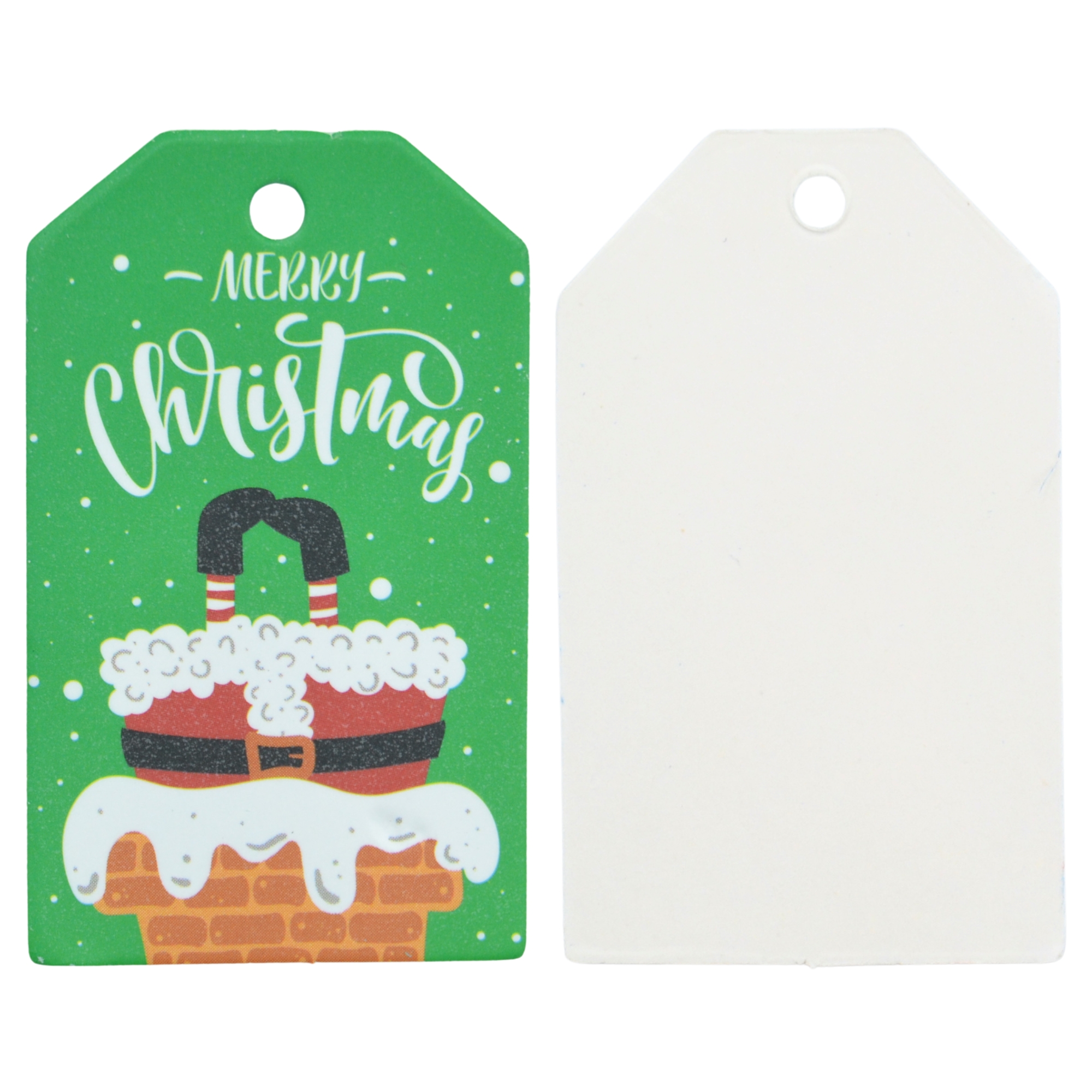 Merry Christmas Santa Chimney White Gift Tags - Pack of 100