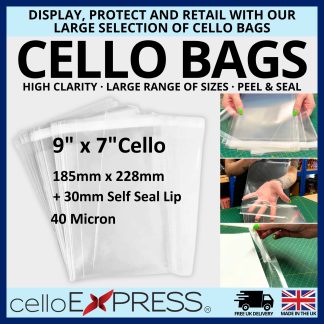 9" x 7" Cellophane Bags - 185mm x 228mm - 9 x 7