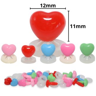 12mm x 11mm Mixed Heart Noses with Plastic Backs