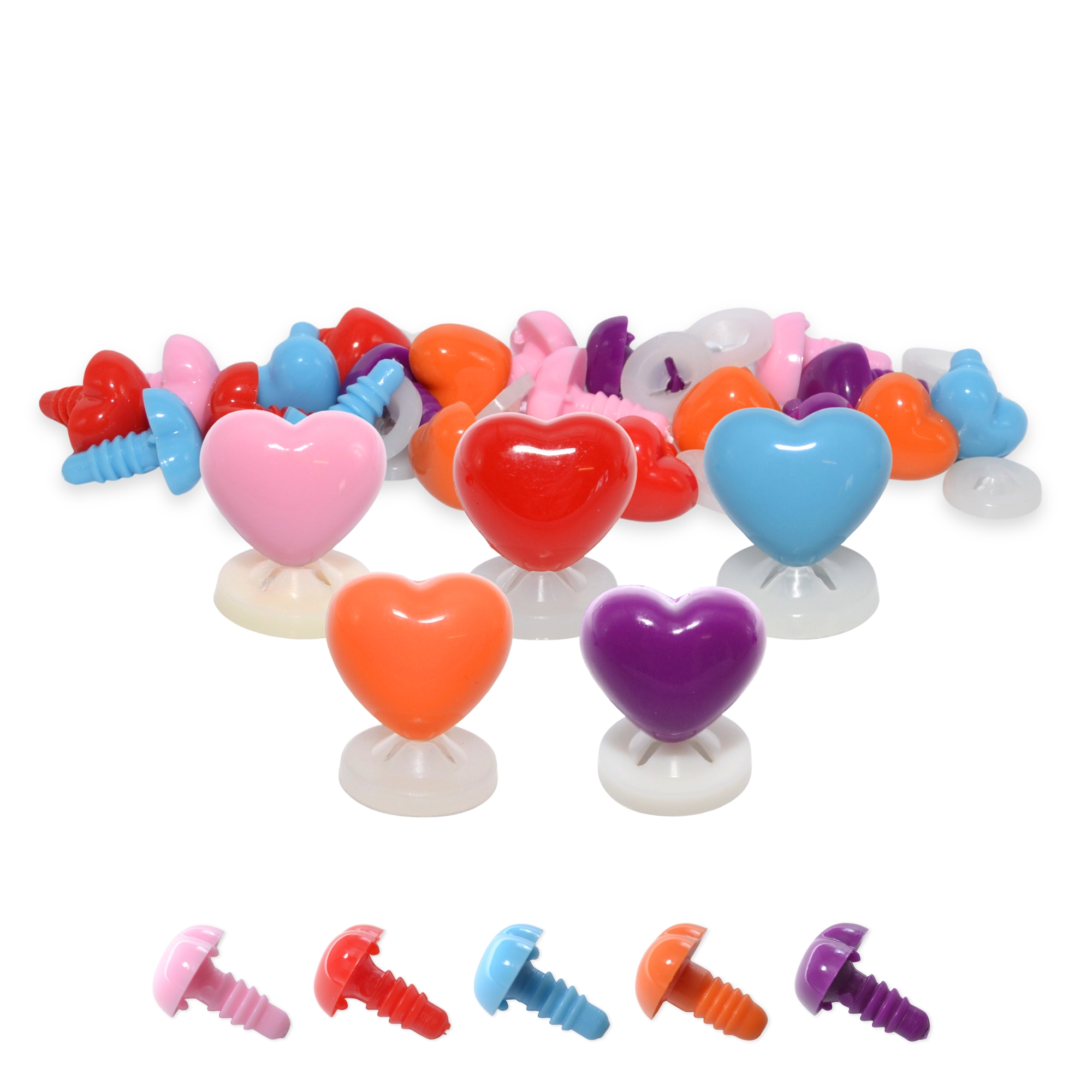 15mm x 13mm Mixed Heart Noses with Plastic Backs - Image 2