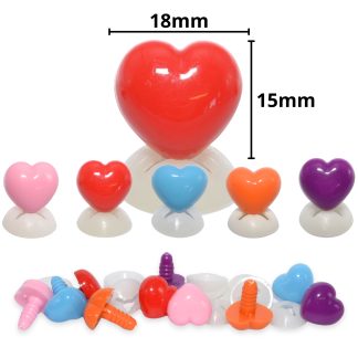 18mm x 15mm Mixed Heart Noses with Plastic Backs
