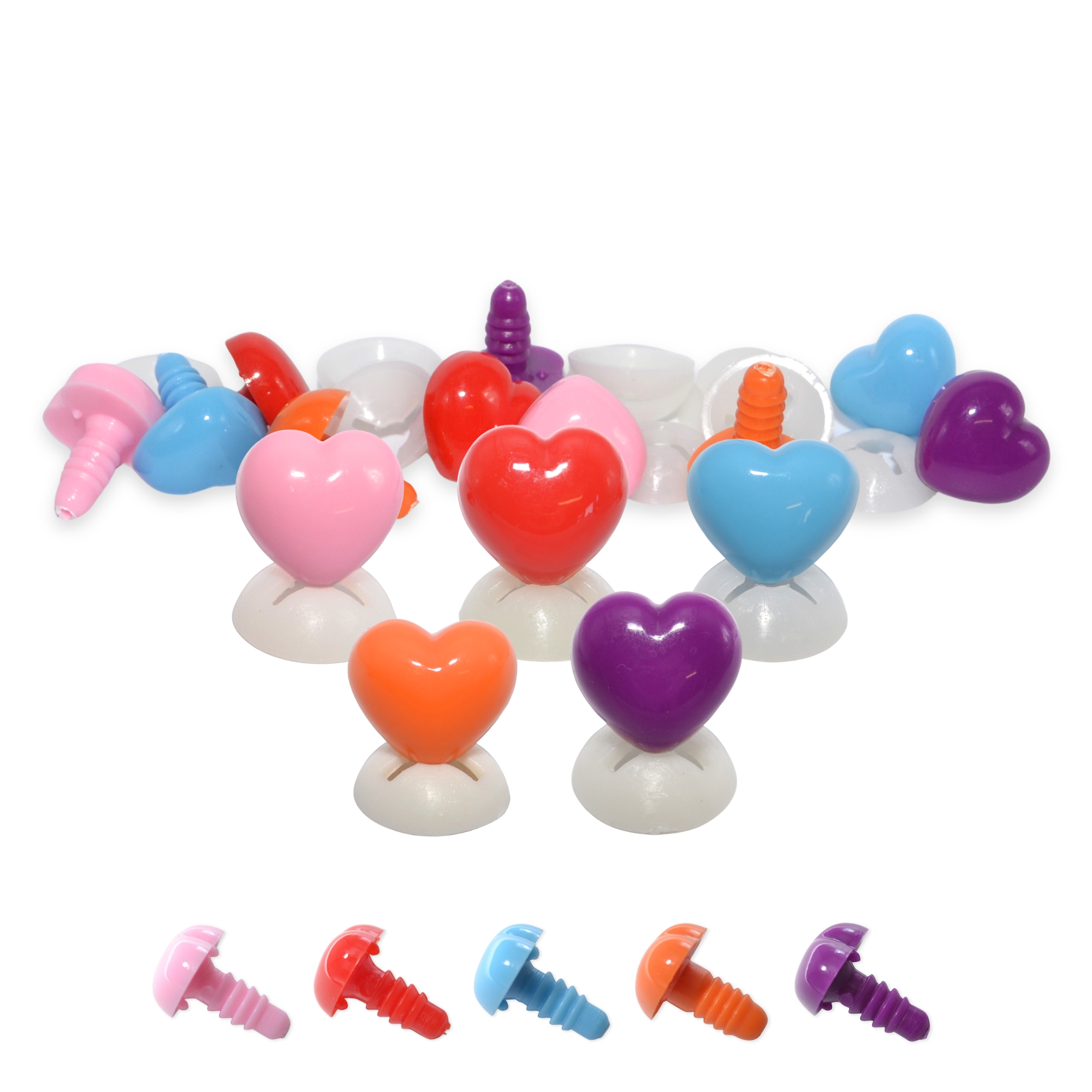 18mm x 15mm Mixed Heart Noses with Plastic Backs - Image 2