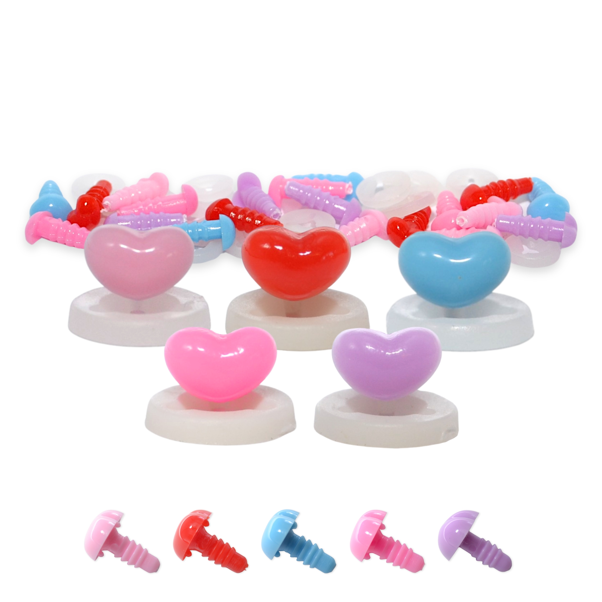 7mm x 5mm Mixed Heart Noses with Plastic Backs - Image 2