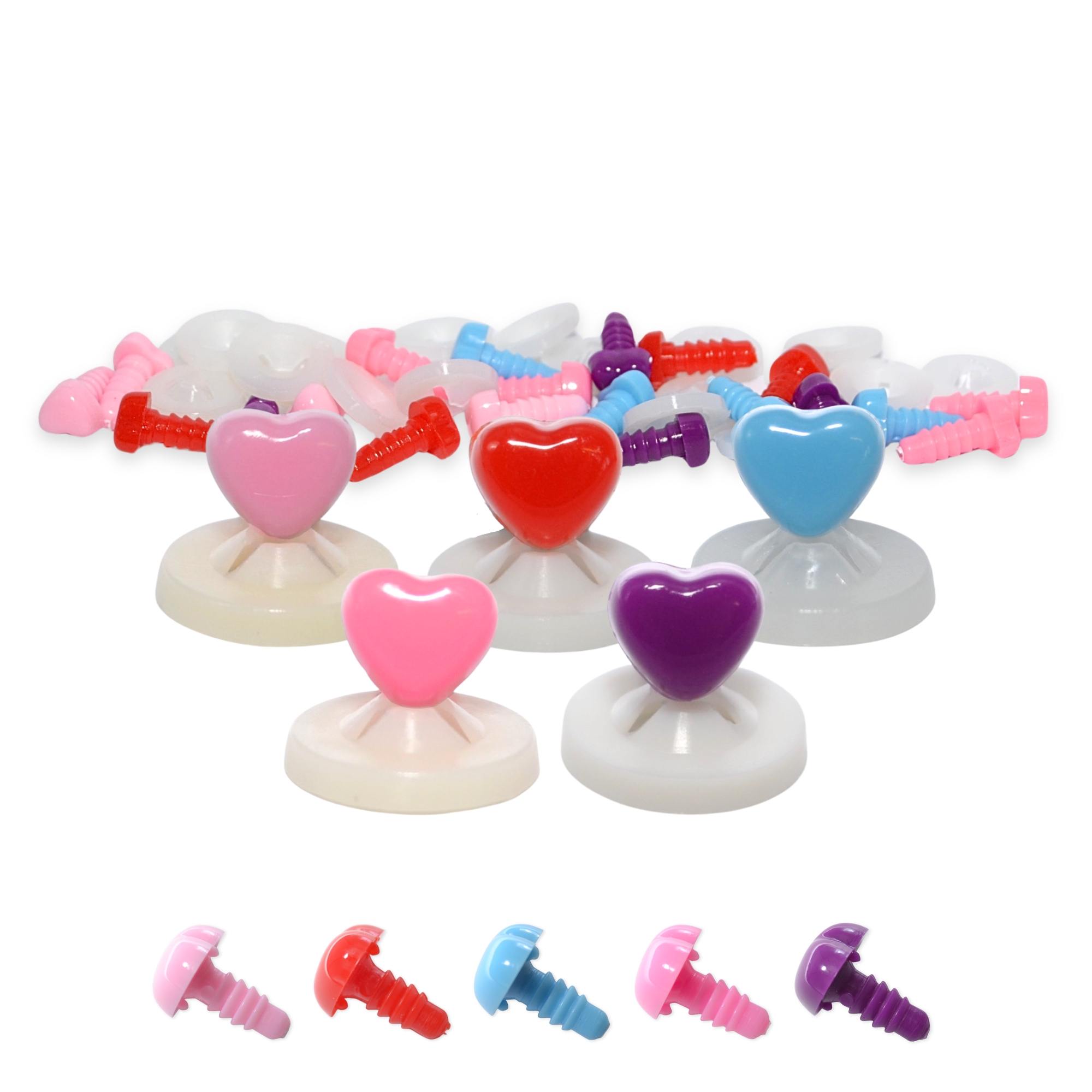 8mm x 7mm Mixed Heart Noses with Plastic Backs - Image 2