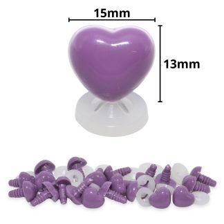 15mm x 13mm Plum Heart Noses with Plastic Backs