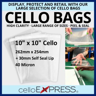 10" x 10" Cellophane Bags - 262mm x 254mm