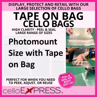 Photomount Sizes Tape on Bag