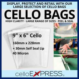 9" x 6" Cellophane Bags - 160mm x 228mm - 9 x 6